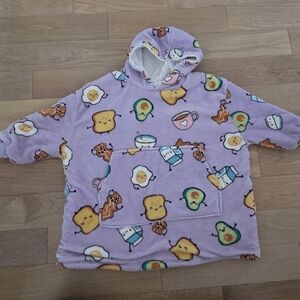 URBAN KIDS | Cozy Plush Hooded Blanket Sweatshirt - Lavender Breakfast Print